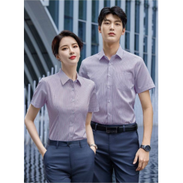 Design fashion purple striped, blue striped, black striped shirts, custom-made 3-color striped short-sleeved shirts, men's version of business micro-repair, women's version of self-cultivation and slimming, school associations, jewelry industry, departmen Design fashion purple striped, blue striped, black striped shirts, custom-made 3-color striped short-sleeved shirts, men's version of business micro-repair, women's version of self-cultivation and slimming, school associations, jewelry industry, departmen